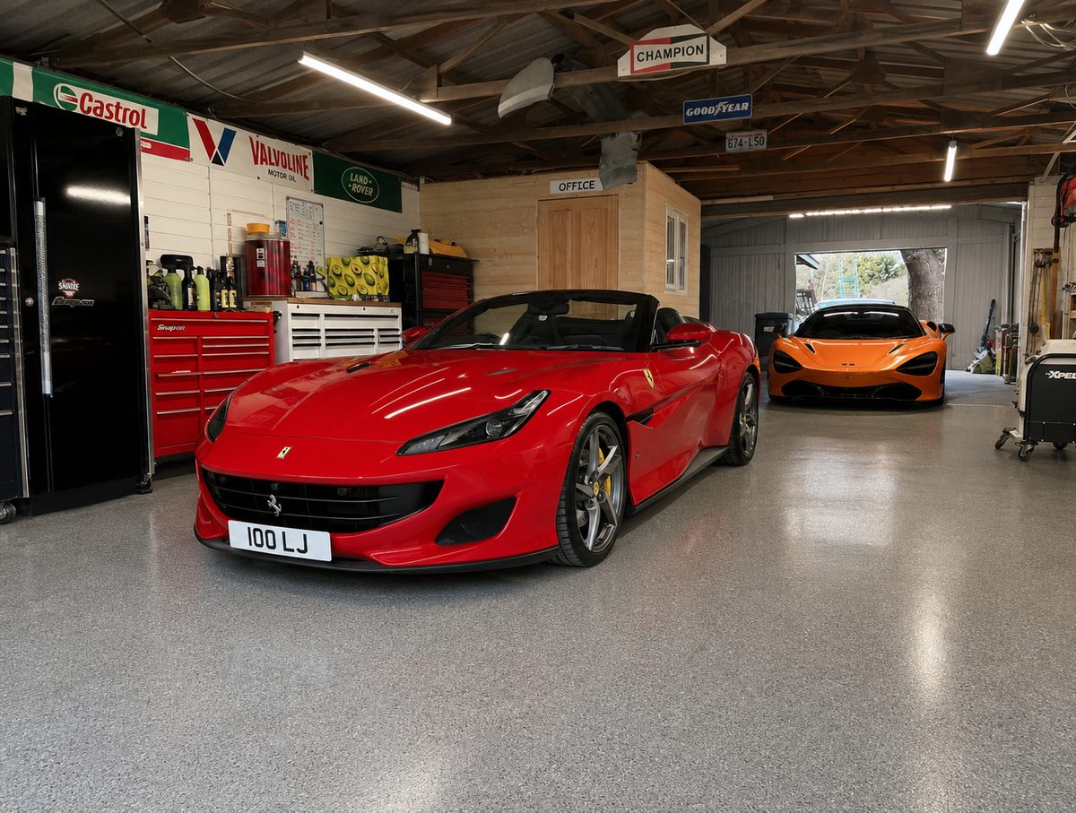 Ferrari Portofino and McLaren 720S in the Essex PPF workshop
