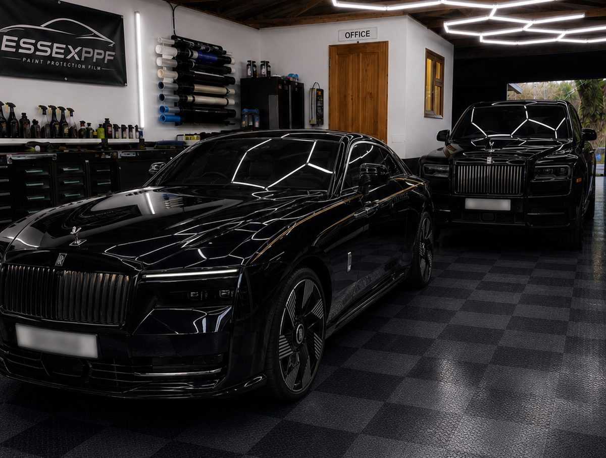 Rolls-Royce Spectre and Cullinan inside the Essex PPF workshop